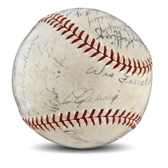 1938 New York Yankees Team Signed Baseball With 25 Signatures Including Lou Gehrig